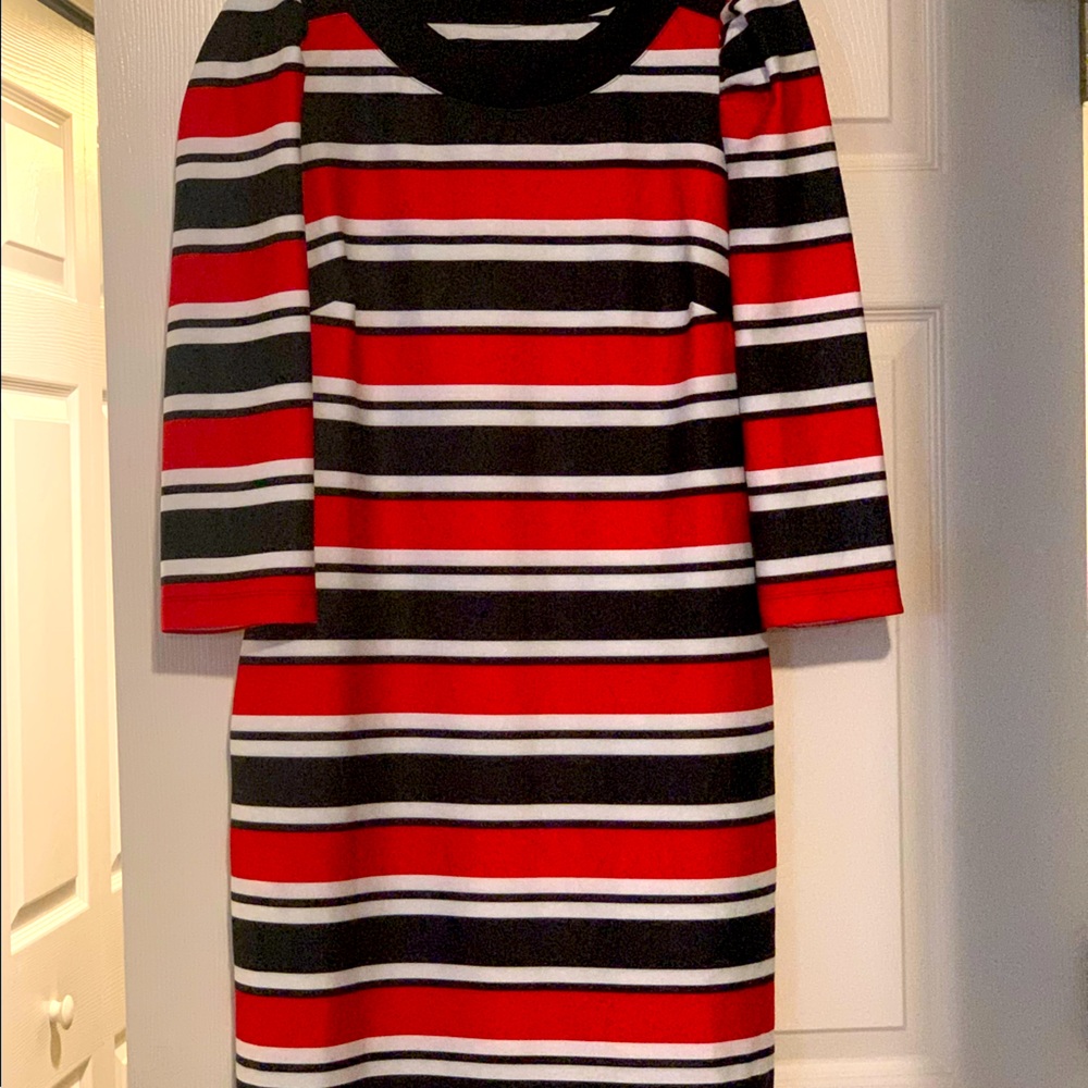 Puff-Sleeve Stripe Shift Dress from NY&Co NWT